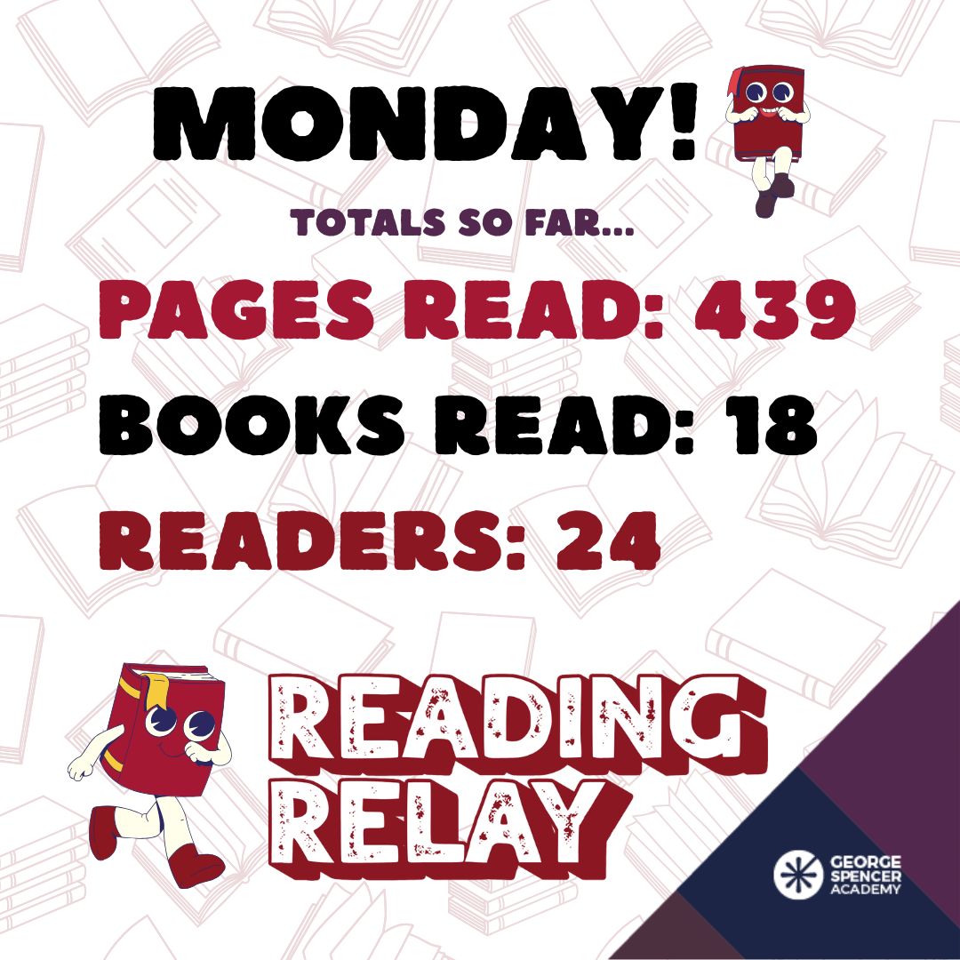 George_Spencer's tweet photo. Amazing start to the #ReadingRelay for @ReadforGoodUK  check out our morning reading stats.👇
We're definitely going to need to up that pages read target from 1,000 for the week!

Sponsor our readers at: https://t.co/jzyskIMEN2 and search for ‘George Spencer Academy’ https://t.co/i2PAVihnUK