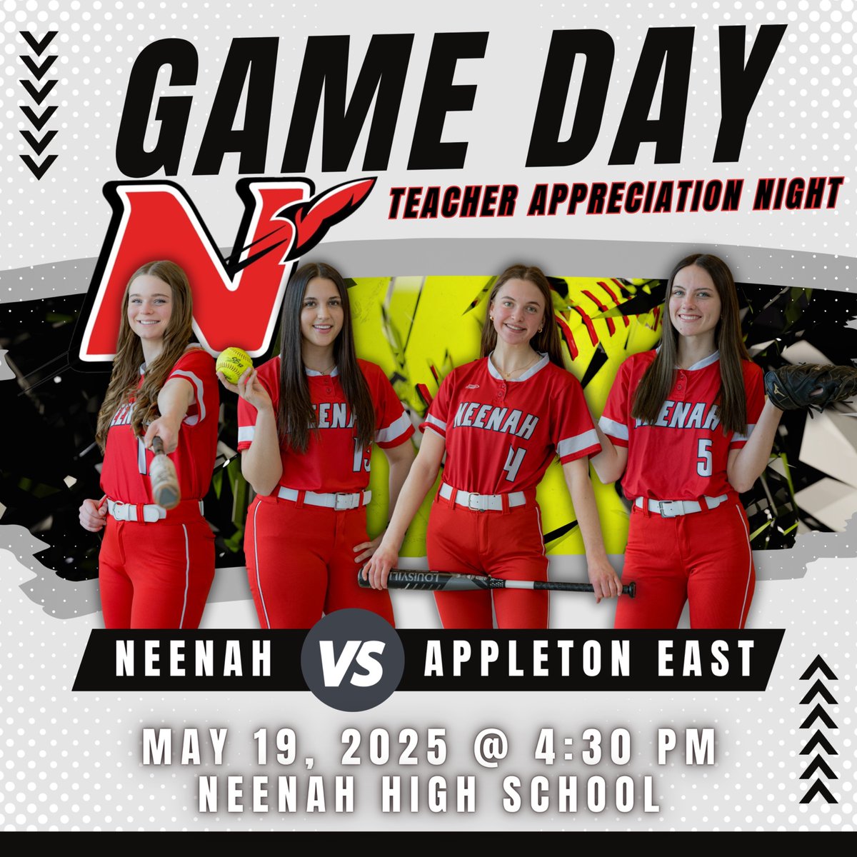IT’S GAME DAY! ❤️🚀🥎
Rescheduled from Friday with a NEW TIME for the Rockets to face the Patriots at home! Seniors will also recognize teachers that have made an impact on their lives! 📚
🥎: Neenah vs. Appleton East
📍: Neenah High School
🕔: 4:30 p.m.
🎥: Links in bio
