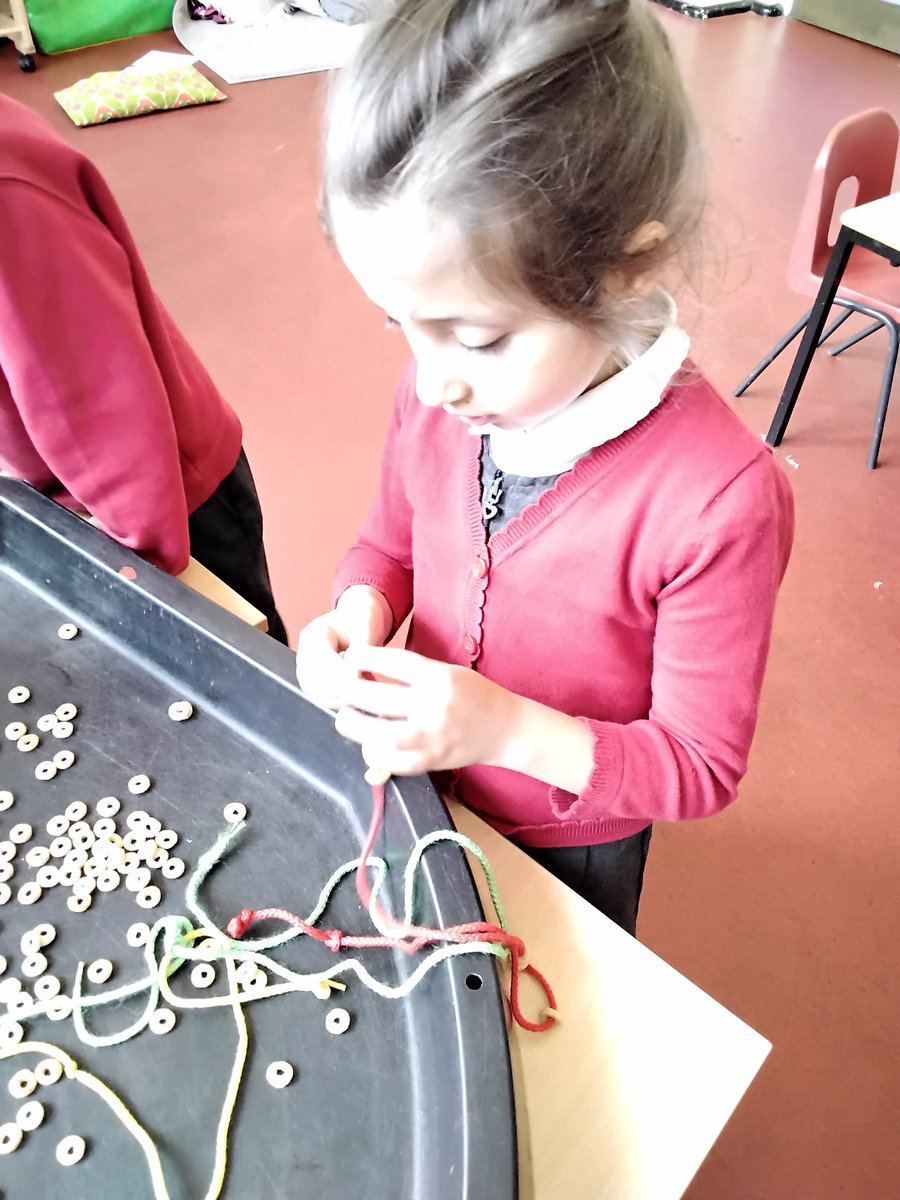 LeighPrimary's tweet image. The children in the Nest have been working on their fine motor  and hand-eye co-ordination skills by threading cheerios onto laces. They tasted yummy too!
#threading #cheerios #finemotor #handeyecoordination #focus #yummy