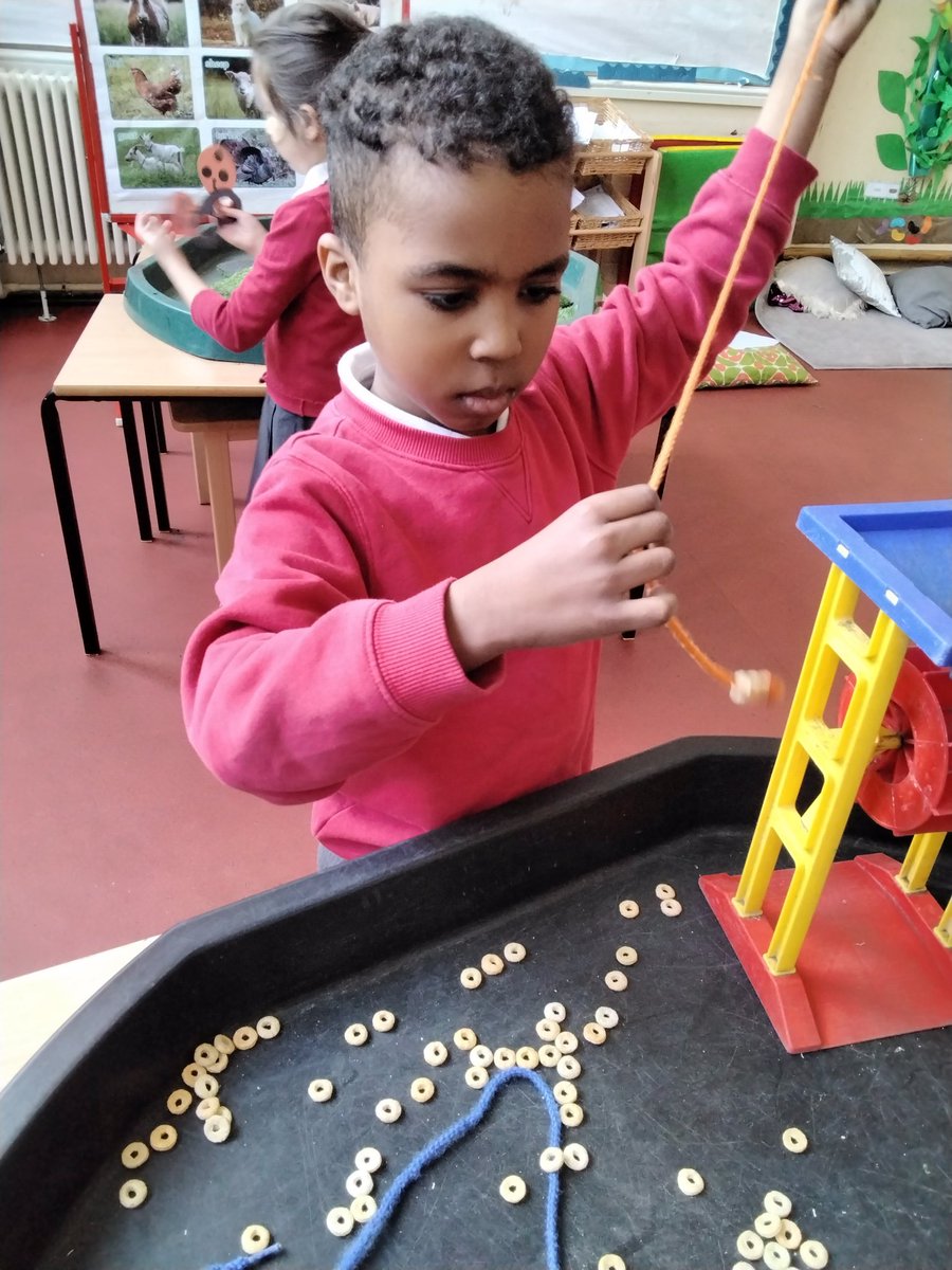 LeighPrimary's tweet image. The children in the Nest have been working on their fine motor  and hand-eye co-ordination skills by threading cheerios onto laces. They tasted yummy too!
#threading #cheerios #finemotor #handeyecoordination #focus #yummy