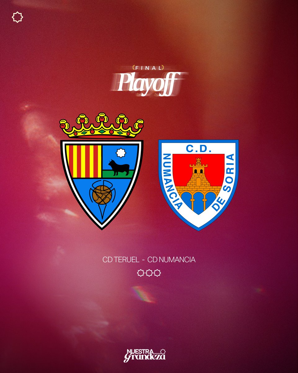 TeruelCd's tweet photo. 𝑭𝒊𝒏𝒂𝒍𝒊𝒔𝒕𝒂𝒔 𝒍𝒊𝒔𝒕𝒐𝒔 💫

👊 El @cdnumancia será nuestro rival en la final de Playoff de Ascenso a @Primera_RFEF.

#NuestraGrandeza pasará por Soria y por los míticos Pajaritos https://t.co/KPQtoL1tSS