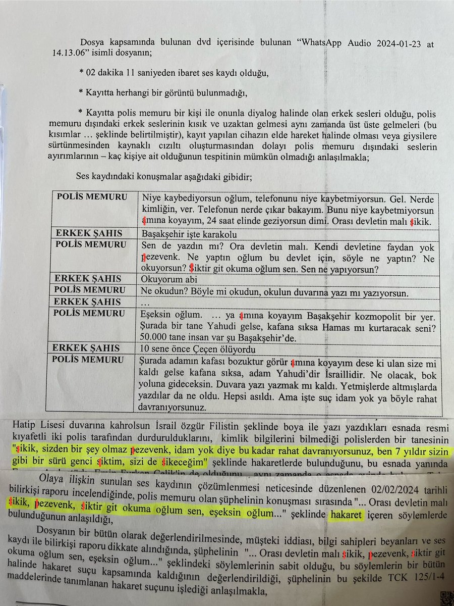 🔴 SKANDAL

KÜFÜR, TEHDİT, AŞAĞILAMA!
POLİS YAPTI, YARGI GÖRMEZDEN GELDİ!

Suçu (!)"Kahrolsun israil" yazmak olan genci karakola götürüp 7 saat alıkoyan, öncesinde ise aşağıdaki ifadelerle hakaret eden polis memuruna ödül gibi ceza verildi.

#freegaza
<a href="/istbarosu/">İstanbul Barosu</a> 
<a href="/TC_icisleri/">T.C. İçişleri Bakanlığı</a>