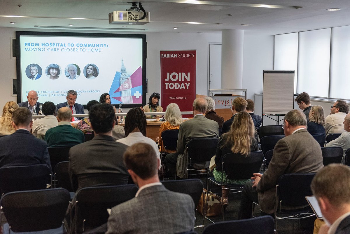 thefabians's tweet photo. @SKinnock @Joe_Dromey From Hospital to Community panel featuring @SoniaAdesara, @PeterPrinsley, @RoopaFarooki, @RobYeldham https://t.co/dPYtzSISaP