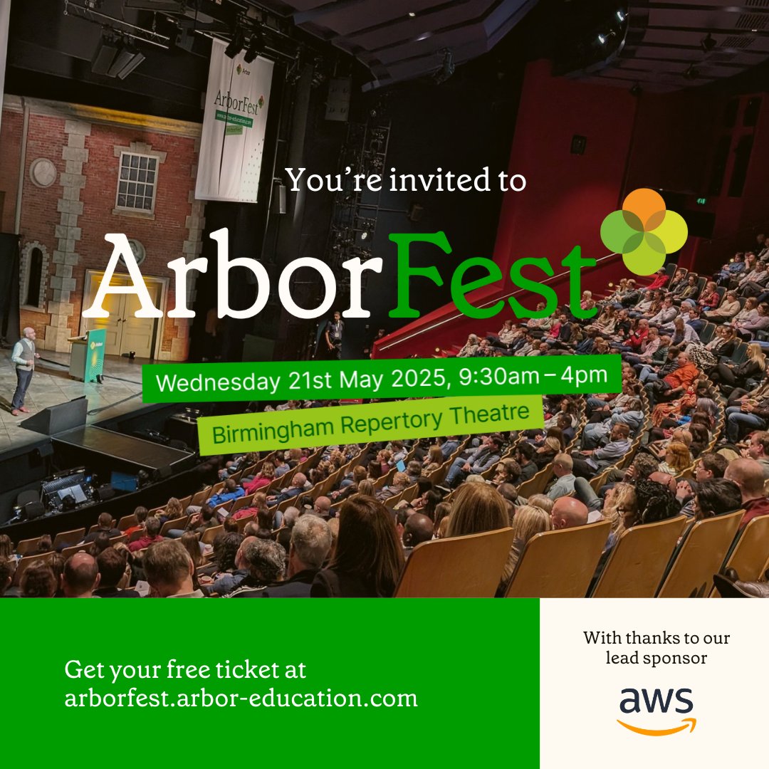 ArborEdu's tweet photo. It's #ArborFest week 🎉 We can't wait to see you this Wednesday!
Want to plan which talks and sessions will make up your day?
Download the full programme here: https://t.co/C4vEiHzspF https://t.co/JDR9kL5Yhi