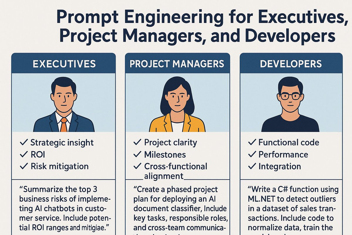 AInDotNet's tweet photo. 🧠 New Article Drop:
AI doesn't think the same way you do—and it shouldn’t.
Learn how to tailor prompts for executives, project managers, and developers so AI gives you answers that actually work for your role.
👉 Read now: https://t.co/8JzS0nYAhQ

#PromptEngineering #RoleBasedAI #AIForBusiness #MicrosoftAI #AIPrompts #ExecTech #ProjectManagement #DevLife #SemanticKernel #MLNET #AInDotNet #AIProductivity
