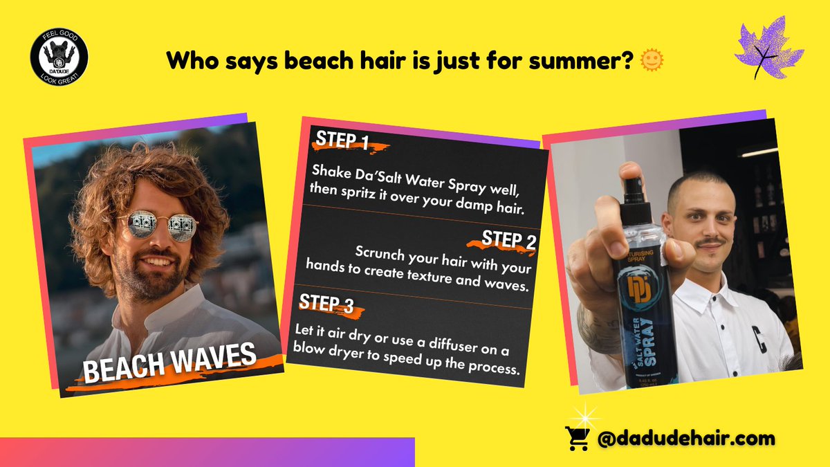 DaDudeyounghair's tweet image. Who says beach hair is just for summer? 🌞 Da&apos;Salt Water Spray gives all-season swagger.  ✨🌟
#beachwaves #MensHaircare #StyleHacks