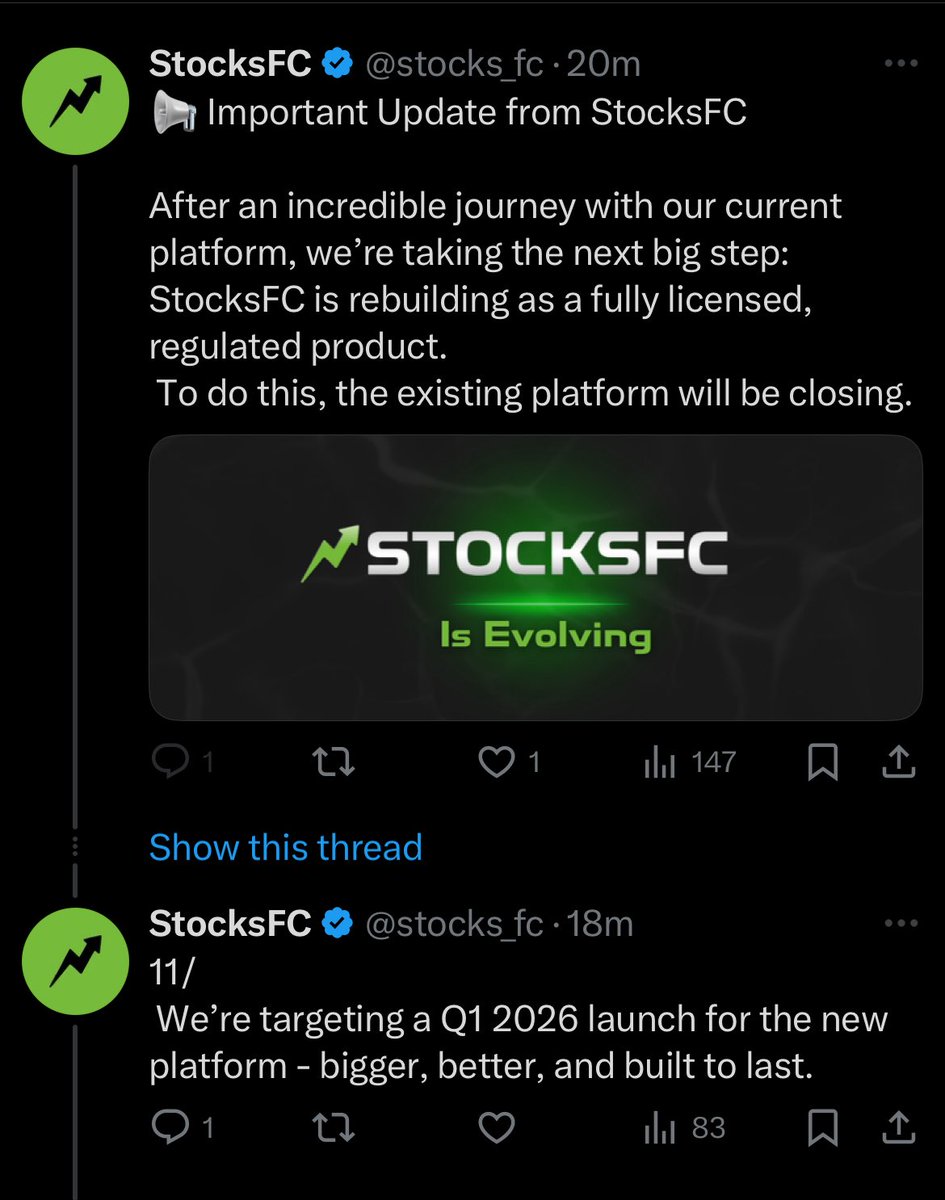 From this IPO push yesterday to closing the platform down this morning and they want people to trust their new platform 🤯
#stocksfc