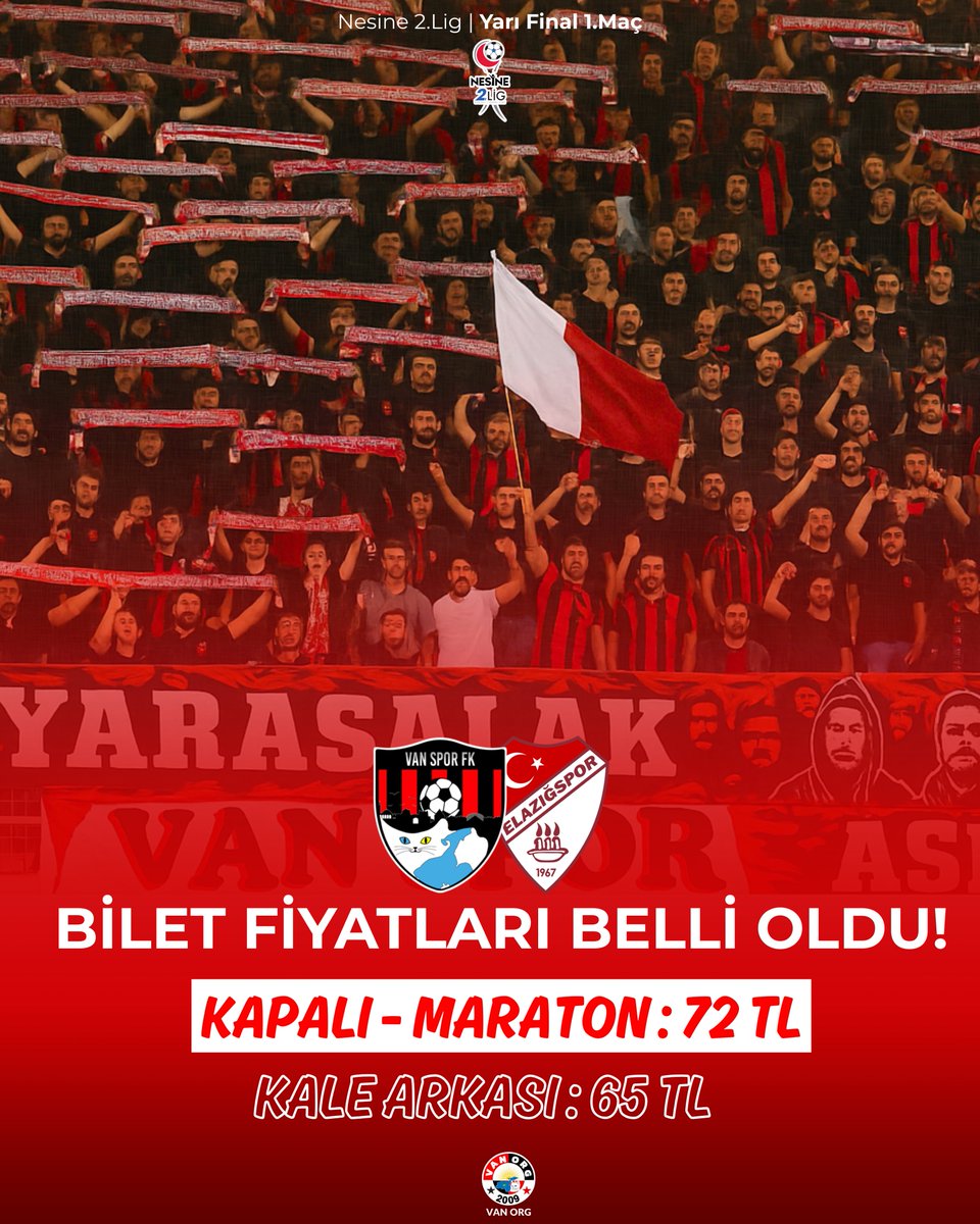 🎟️ Elazığspor müsabakası bilet fiyatları belli oldu. ❤️🖤