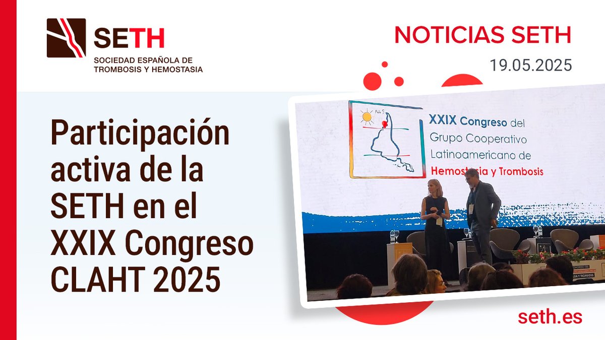 SETH__Oficial's tweet photo. 🌎La #SETH participó en el Congreso #CLAHT2025 en Montevideo, reforzando la colaboración científica entre España y Latinoamérica en #trombosis y #hemostasia🩸
👉Leer noticia: https://t.co/jh4PWwU8wf https://t.co/9htYoKpkyS
