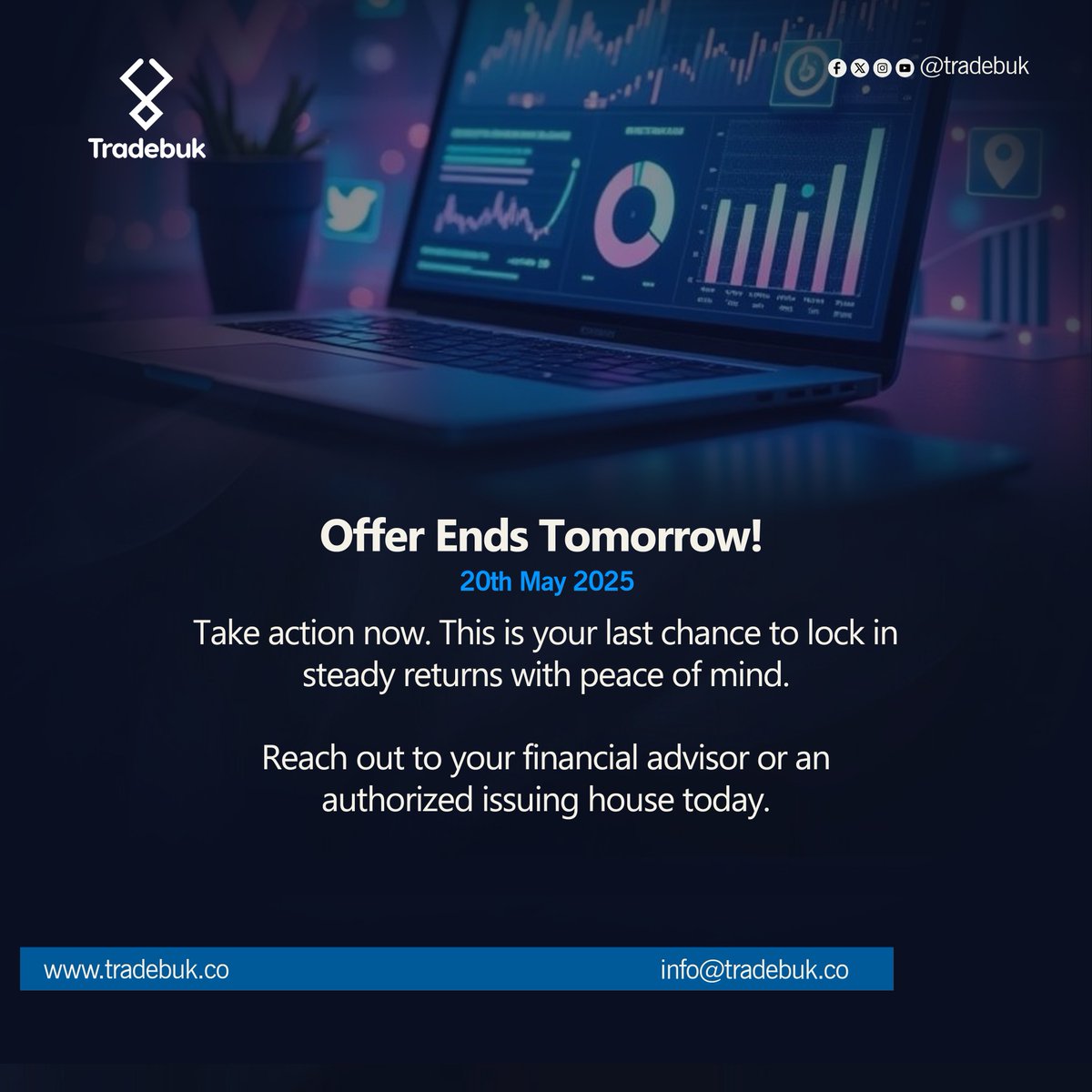Secure steady bi-annual returns and full capital repayment with this government-backed Sukuk.

⏳ Offer closes TOMORROW!
Don’t miss your chance to grow your money with confidence.

#Sukuk2025 #SmartInvesting #Tradebukcapital
#SecureReturns #WealthGrowth #FinancialGoals