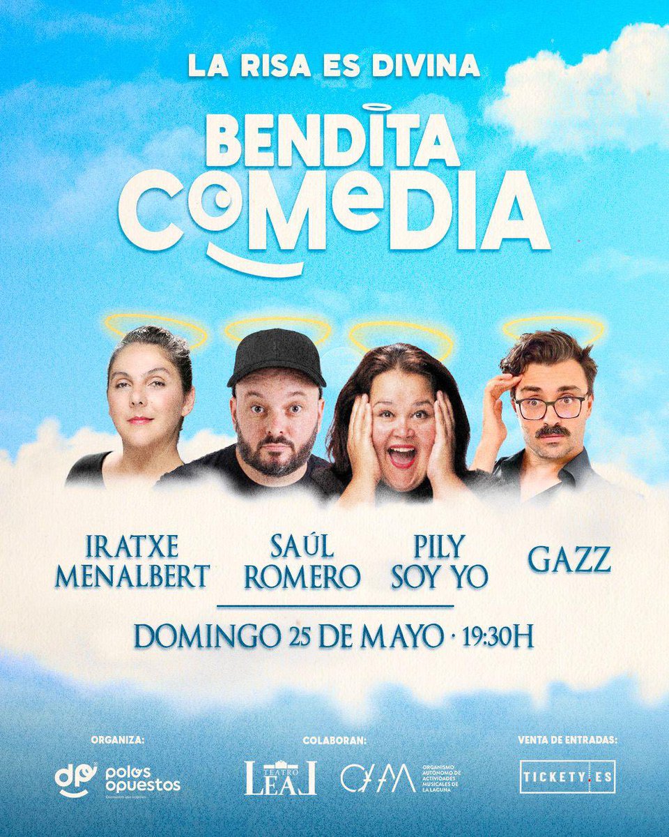 Este domingo nos vemos en Tenerife!! Tengo la suerte de compartir noche con est@s cracks!! 
Pilla tu entrada! 👇🏻👇🏻

teatroleal.es/Bendita-Comedi…
