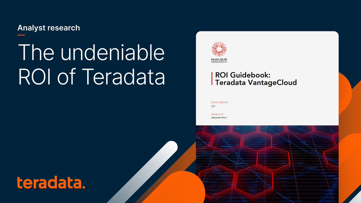 Teradata (@teradata) on Twitter photo Independent analysis from <a href="/NucleusResearch/">Nucleus Research</a> found that organizations using Teradata are achieving:
โ
427% ROI over three years
โ
$8M in average annual benefits
โ
Up to 75% faster AI model delivery
Not projections โreal results from customers. Read: ms.spr.ly/6018SjWu6 Independent analysis from <a href="/NucleusResearch/">Nucleus Research</a> found that organizations using Teradata are achieving:
โ
427% ROI over three years
โ
$8M in average annual benefits
โ
Up to 75% faster AI model delivery
Not projections โreal results from customers. Read: ms.spr.ly/6018SjWu6