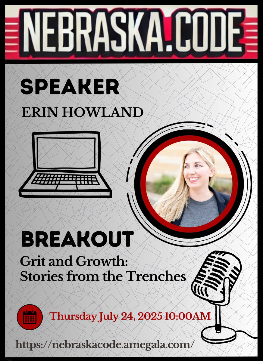 amegala's tweet image. Erin Howland presents &apos;Grit and Growth: Stories from the Trenches&apos; July 24th at Nebraska.Code().

nebraskacode.amegala.com

#ClientInterviews #SpottingRedFlags #Nebraska #TechCareer #WomenInTech #TechTrenches
#IowaCode @MensaInternatl @NE_SnapRaise @HeartlandWomen @Firespring…