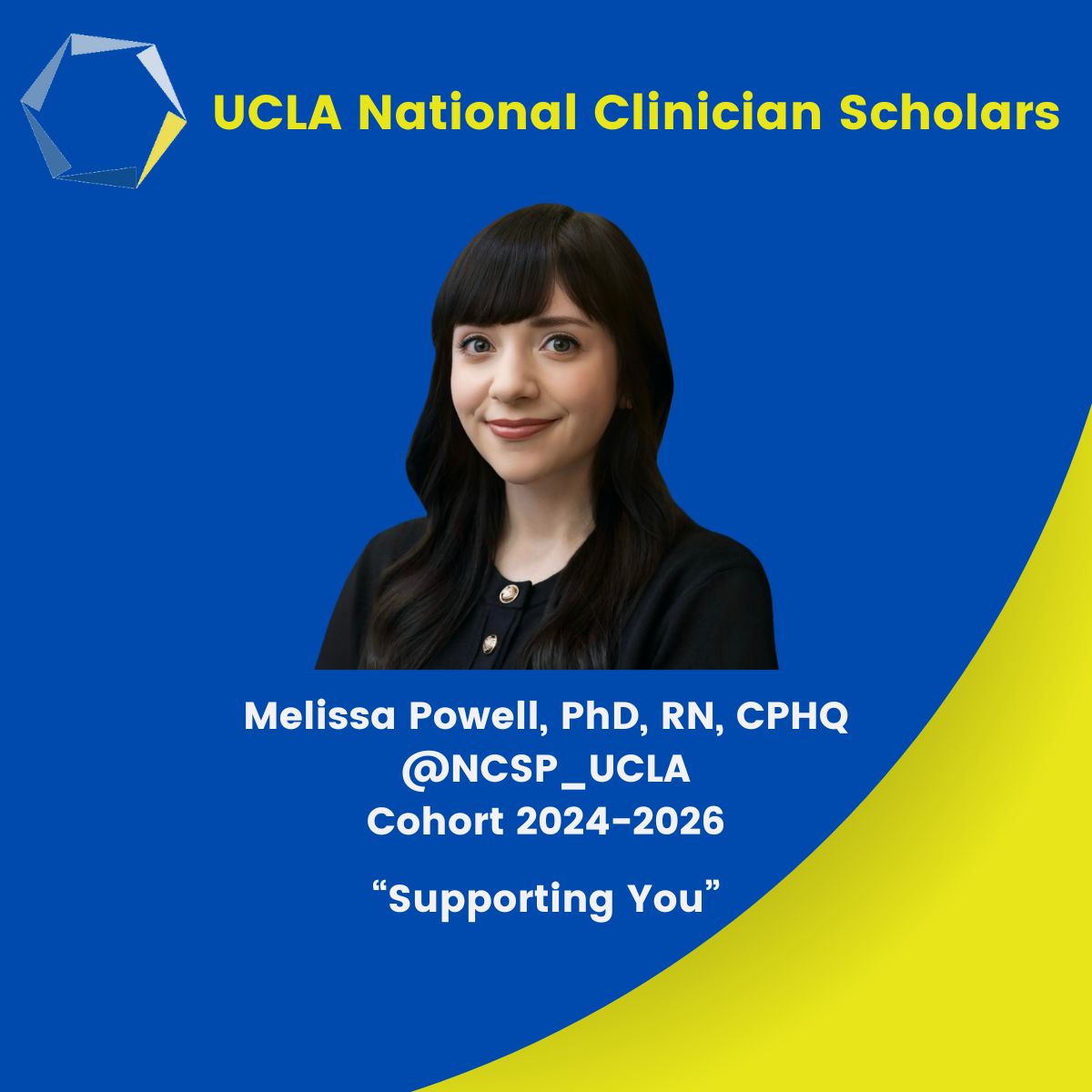 National CSP (@nationalcsp) on Twitter photo We are excited to introduce 1st year <a href="/NCSP_UCLA/">NCSP at UCLA</a> fellow Melissa Powell, PhD, RN, CPHQ! She is working to reduce burnout & improve wellbeing among nurse clinicians. Her nursing peer to peer support pilot program "Supporting You" is being implemented <a href="/UCLAHealth/">UCLA Health</a> . #ApplyNCSP We are excited to introduce 1st year <a href="/NCSP_UCLA/">NCSP at UCLA</a> fellow Melissa Powell, PhD, RN, CPHQ! She is working to reduce burnout & improve wellbeing among nurse clinicians. Her nursing peer to peer support pilot program "Supporting You" is being implemented <a href="/UCLAHealth/">UCLA Health</a> . #ApplyNCSP