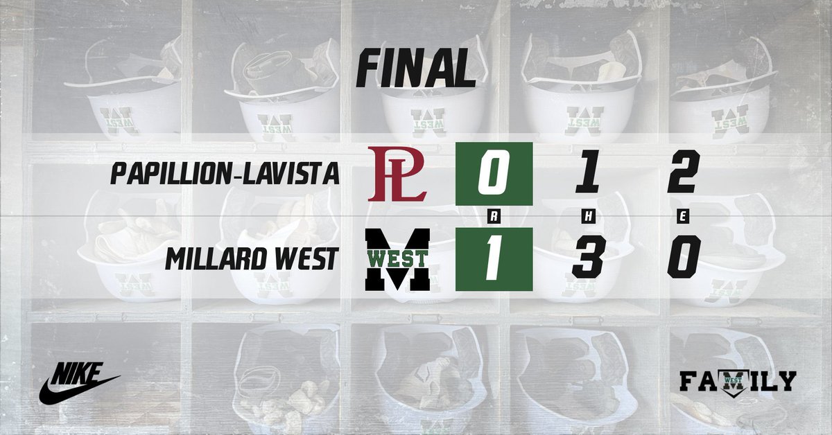 STATE TOURNAMENT
GM 2

PLV 0
MW 1
FINAL

Williams 6IP 1H 0R 9K W
P.Roberts 1IP 0H 0R 2K SV
——
Skoumal 1H RBI
Kidd 1H HBP
Swiercek 1H

Cats will play the loser of MS/L.East Tuesday 4pm @ Werner Park

#GoldStandard | <a href="/MWHSactivities/">Millard West Activities</a>