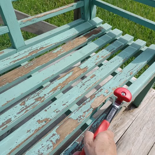 Scraping paint off a garden bench while plotting my middle-grade companion novel. When do you plot your stories? #athomeonhollycreek #middlegradefiction #author #middlegradeauthor