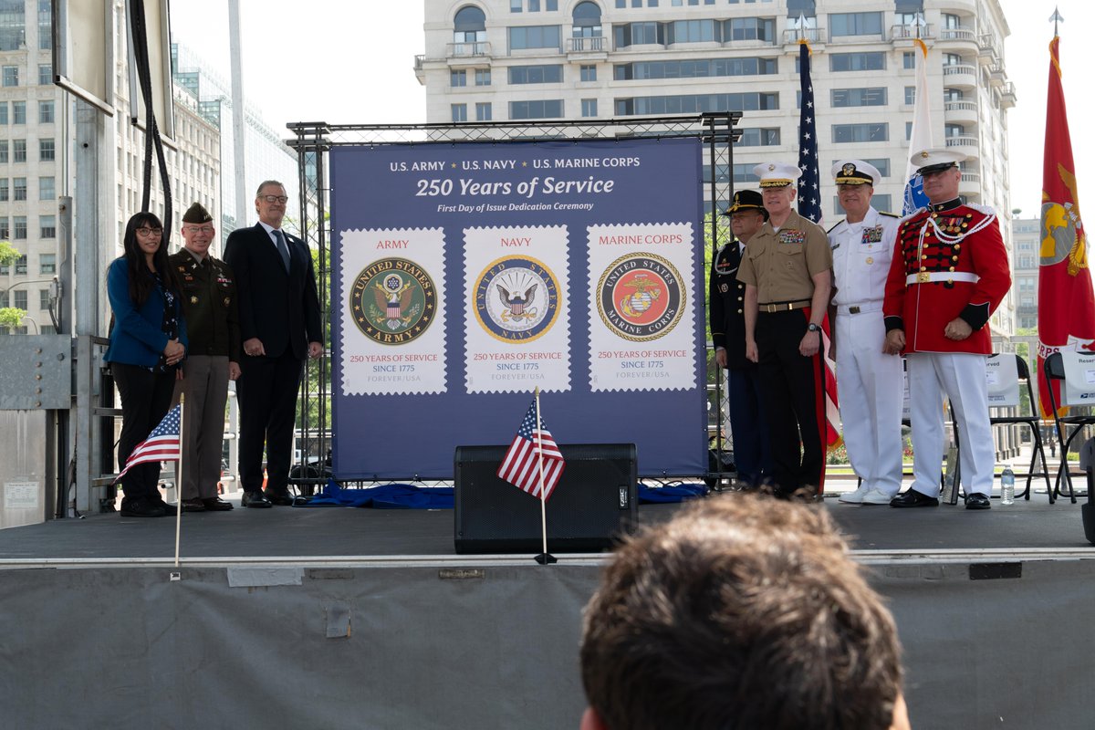 U.S. Marines (@usmc) on Twitter photo Stamp of Approval
Three new <a href="/USPS/">U.S. Postal Service</a> commemorative stamps honoring the 250th anniversaries of the <a href="/USArmy/">U.S. Army</a>, <a href="/USNavy/">U.S. Navy</a>, and #MarineCorps were revealed during a First Day of Issuance Ceremony on Freedom Plaza, Washington, D.C.
The unveiling of the Marine Corps' 250th stamp is one of Stamp of Approval
Three new <a href="/USPS/">U.S. Postal Service</a> commemorative stamps honoring the 250th anniversaries of the <a href="/USArmy/">U.S. Army</a>, <a href="/USNavy/">U.S. Navy</a>, and #MarineCorps were revealed during a First Day of Issuance Ceremony on Freedom Plaza, Washington, D.C.
The unveiling of the Marine Corps' 250th stamp is one of