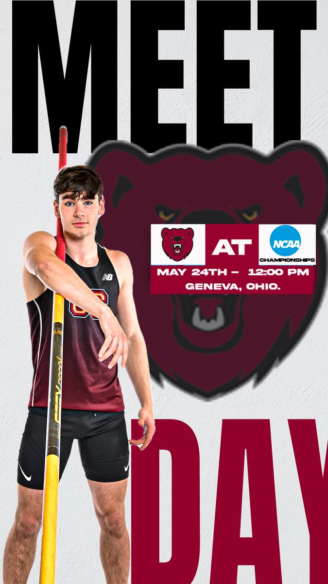 Mitchell Davis aims for a second All-American this season in the pole vault at the NCAA Outdoor Championships! #UpTheBears