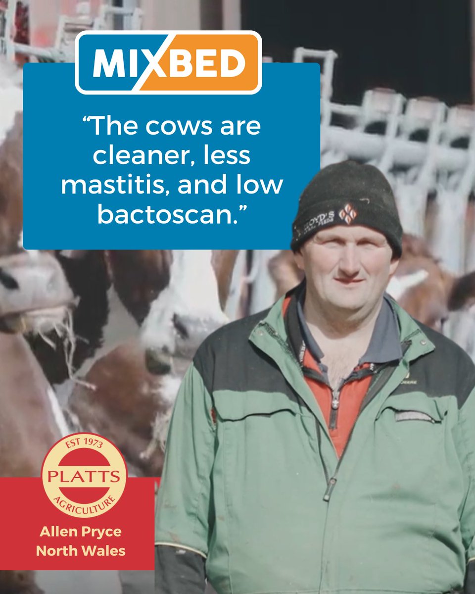 🐄 “The cows are cleaner, less mastitis, and low bactoscan.” That’s what Allen Pryce and his brothers saw after switching to MixBed - a sawdust &amp; shavings blend that boosts comfort &amp; stays put. Spread the cost with Direct Debit.