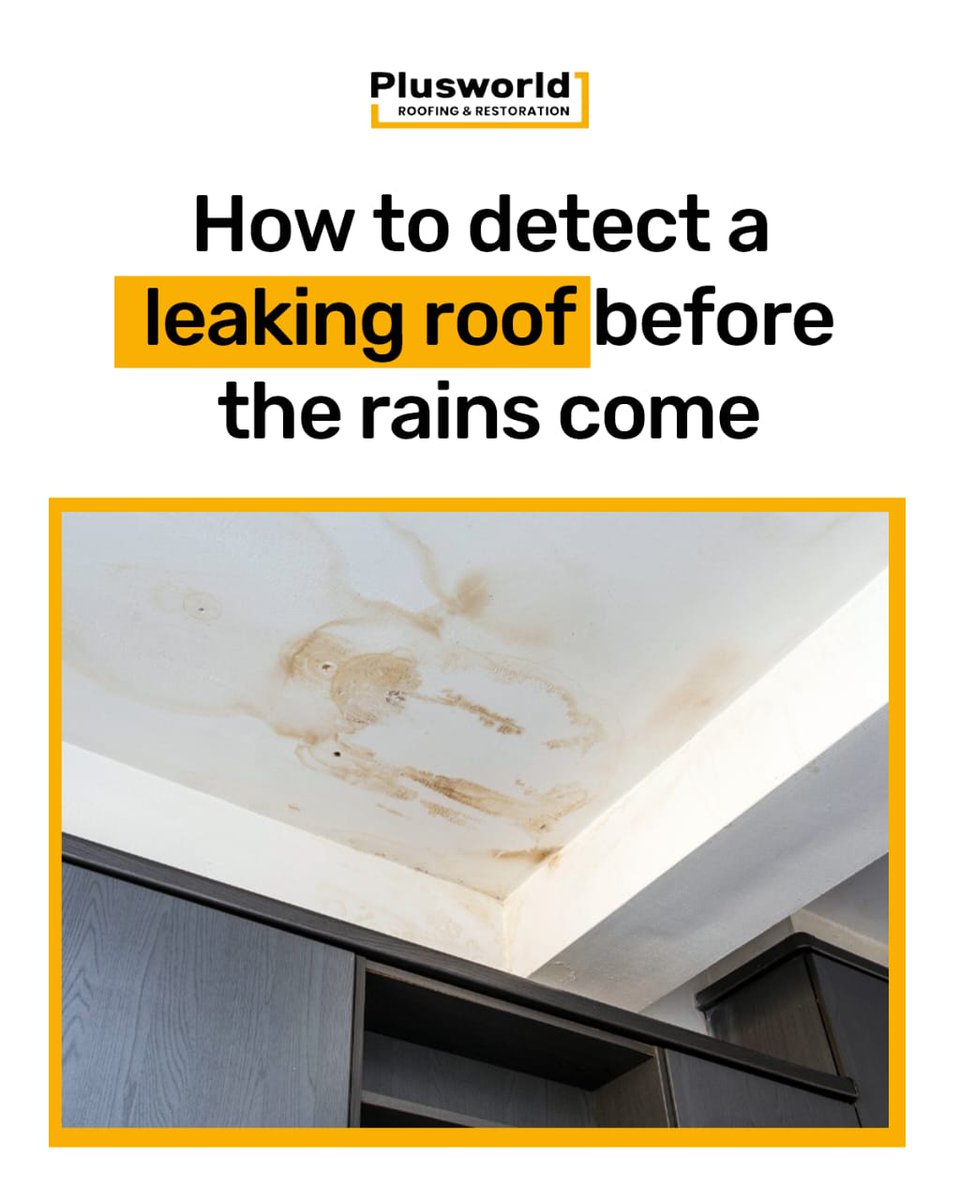 Don’t wait for the rain to tell you your roof has a problem.
Check for these sign:

Look out for stains on your ceiling
Inspect your attic for sunlight or damp spots
Scan your roof for missing or cracked spots
Or just call us for a pro inspection

Need help, 
Send us a DM