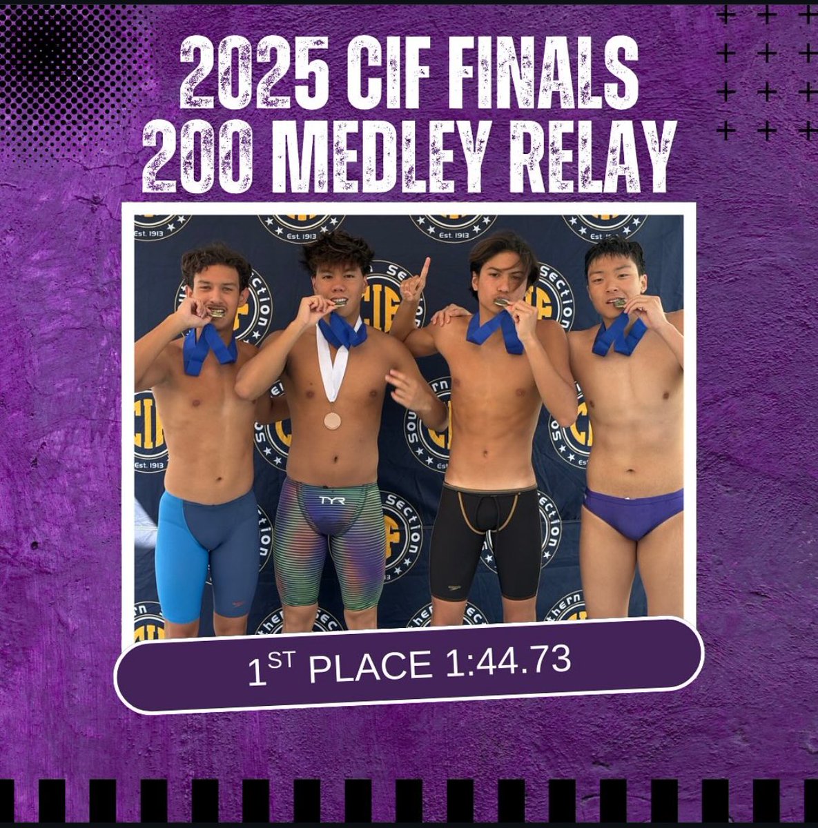 CHAMPS 🥇
200 Medley Relay 🌊
Back: Isiah H 27.13
Breast: Noah T 29.51
Fly: Franco B 23.75
Free: Rene L 24.34
#GoPhantoms