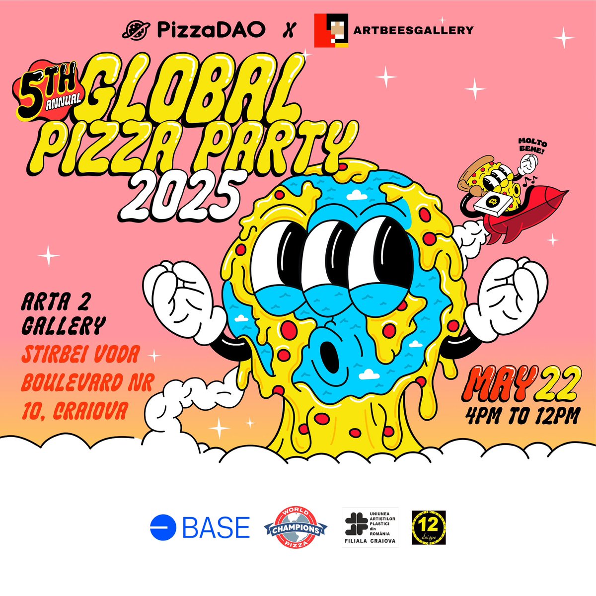 Pizza Global Party Craiova 🍕🏴‍☠️

We are happy to invite you to our 2nd Pizza Global Party hosted în Craiova 

22nd May 16:00 00:00
Arta 2 Gallery - Știrbei Vodă nr 10

Mint your ticket 🎟️ ⬇️