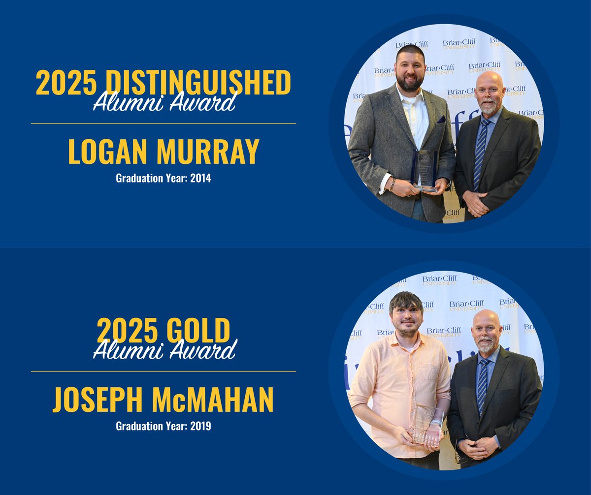 Congratulations to this year’s Alumni Award recipients! Logan Murray (’14) was named the 2025 Distinguished Alumni and Joseph McMahan (’19) received the GOLD (Graduate Of the Last Decade) Award.

Learn more at bit.ly/3F9eVFM