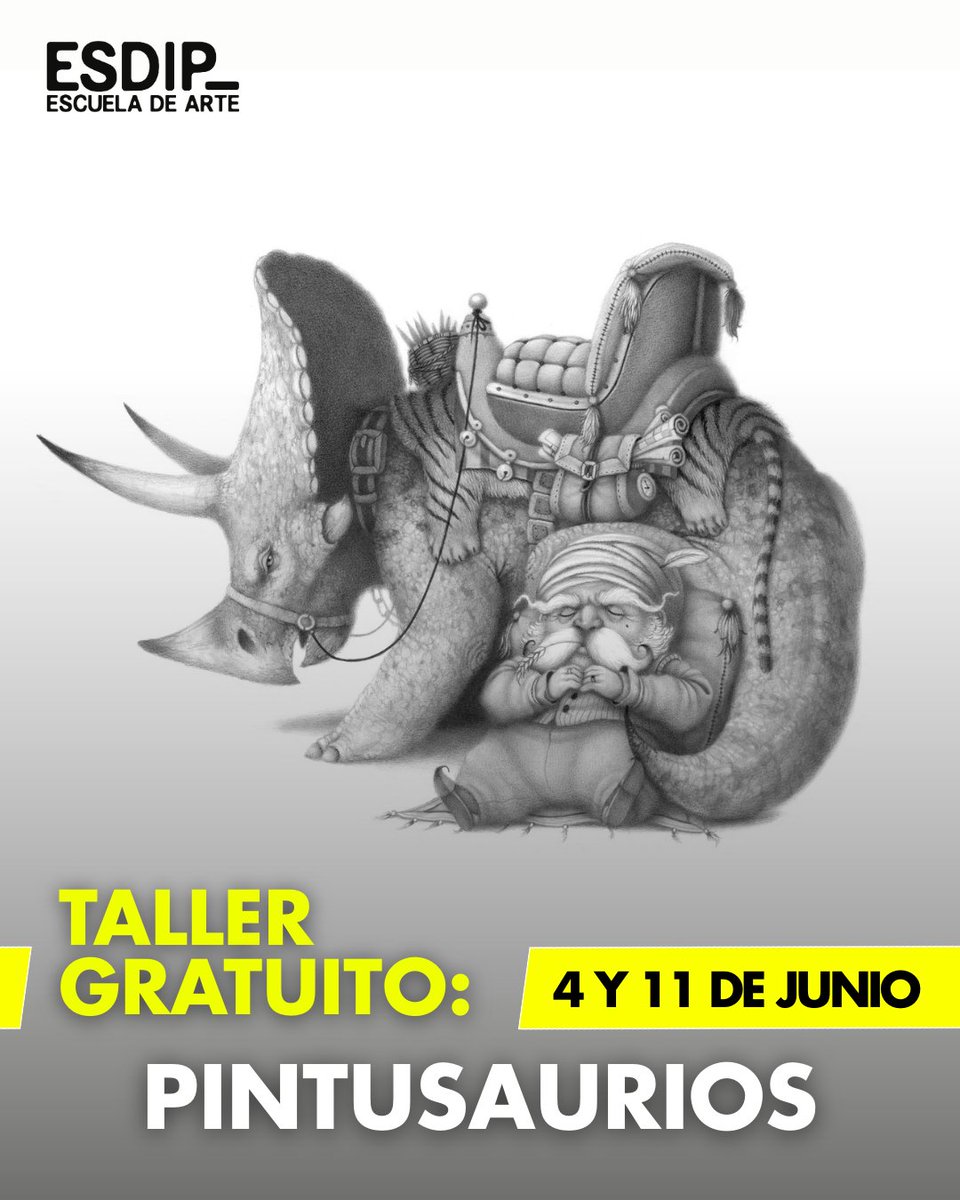 Taller para estudiantes actuales de ESDIP. Dibuja dinosaurios empleando técnicas tradicionales con nuestro profesor Jorge Sefy.
4 y 11 de junio de 16:00 a 20:00h.
Inscripciones en recepción y en el 91 399 46 39
#esdip #escueladearte #dinosaurios #tallergratuito