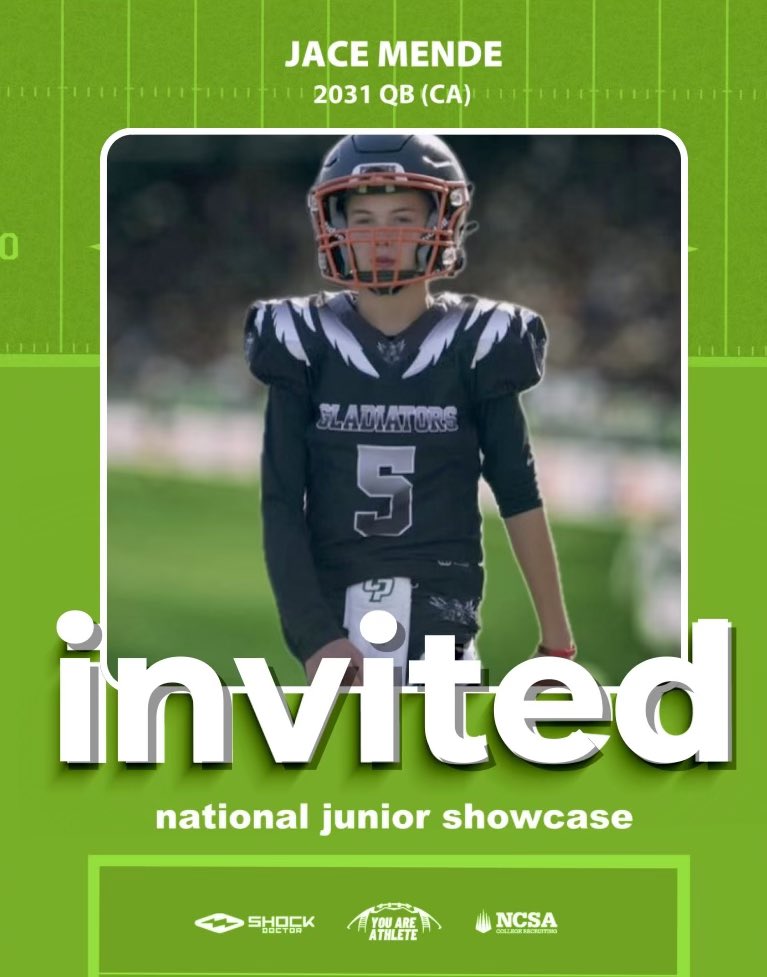 Jace Mende (@jacemende) on Twitter photo Houston week! Excited to compete with the best 💯
<a href="/QBHitList/">QBHitList.com</a> <a href="/youareathlete/">You Are Athlete</a> <a href="/RoadToHouston/">All-American Showcase</a> <a href="/ShockDoctor/">Shock Doctor</a> Houston week! Excited to compete with the best 💯
<a href="/QBHitList/">QBHitList.com</a> <a href="/youareathlete/">You Are Athlete</a> <a href="/RoadToHouston/">All-American Showcase</a> <a href="/ShockDoctor/">Shock Doctor</a>