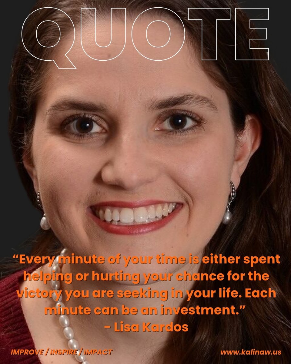 KalinawLLC's tweet image. "Every minute of your time is either spent helping or hurting your chance for the victory you are seeking in your life. Each minute can be an investment."
– Lisa Kardos
Don’t just spend your time—invest it in things that move you forward.
 kalinaw.us/offer
#KalinawVirtual