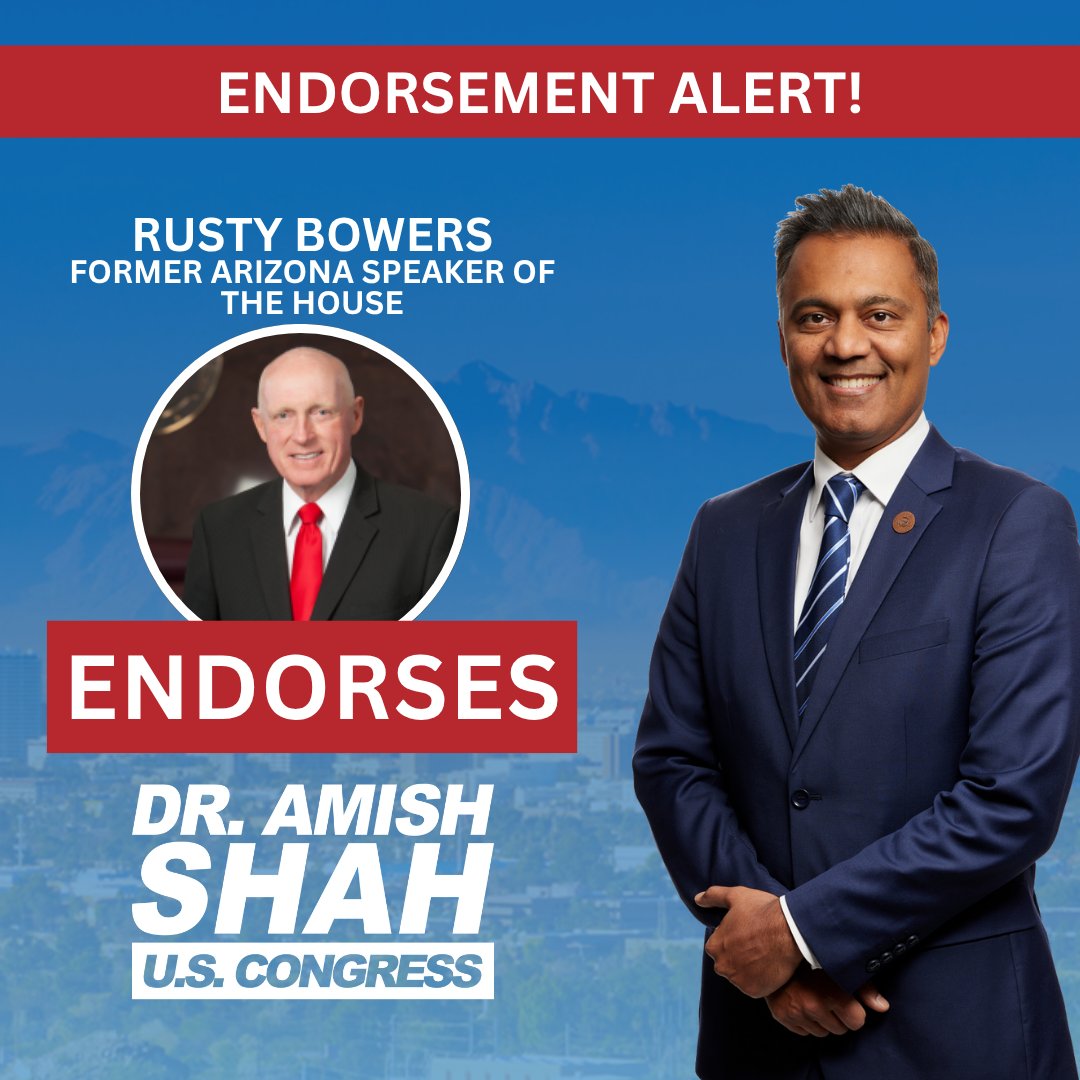 Amish Shah, MD (@dramishshah) on Twitter photo Honored to have the endorsement of former House Speaker Rusty Bowers. We worked across the aisle on bipartisan legislation like HB2802 ā because doing what's right shouldn't be partisan.
<a href="/Rusty4Congress/">Rusty Bowers</a> #AmishforArizona Honored to have the endorsement of former House Speaker Rusty Bowers. We worked across the aisle on bipartisan legislation like HB2802 ā because doing what's right shouldn't be partisan.
<a href="/Rusty4Congress/">Rusty Bowers</a> #AmishforArizona