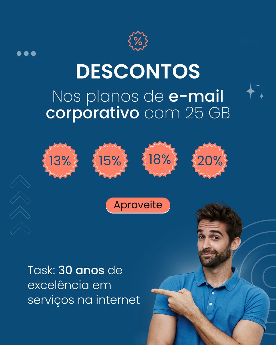 TaskInternet's tweet image. Aproveite! Planos de e-mail corporativo com 25 GB e descontos de 13% a 20% na Task Internet.

Acesse nosso site: task.com.br/email-corporat…

#emailcorporativo #emailprofissional #servicodeemail