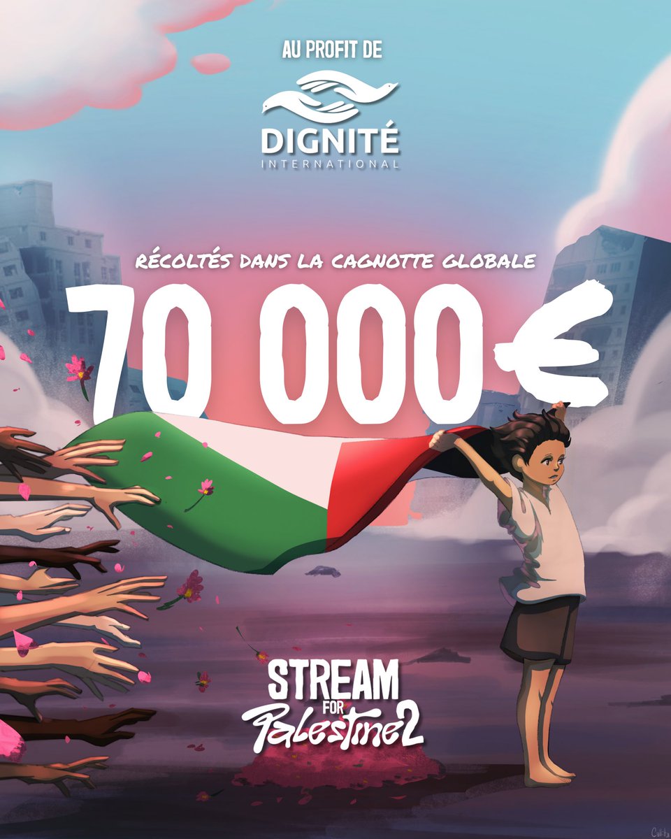 🇵🇸 70 000 € récoltés pour Dignité International !

Un immense merci pour votre générosité et votre soutien.❤️

On est à 3 heures de la fin du #StreamForPalestine, ne lâchons rien !
