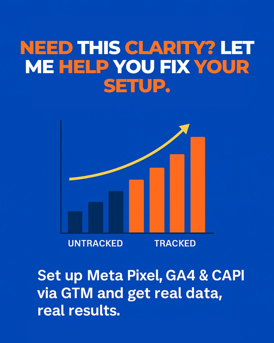 Samirhasanpro's tweet photo. Without proper tracking, you’re flying blind.
Set up Meta Pixel, GA4 &amp; CAPI via GTM and get real data, real results.
🎯 Smarter decisions start with better data.
👉 [https://t.co/D4YPmZkqnQ]
#Marketing #Analytics #GA4 #MetaPixel #GTM #Samirhasanpro https://t.co/TZt9VB1g0B