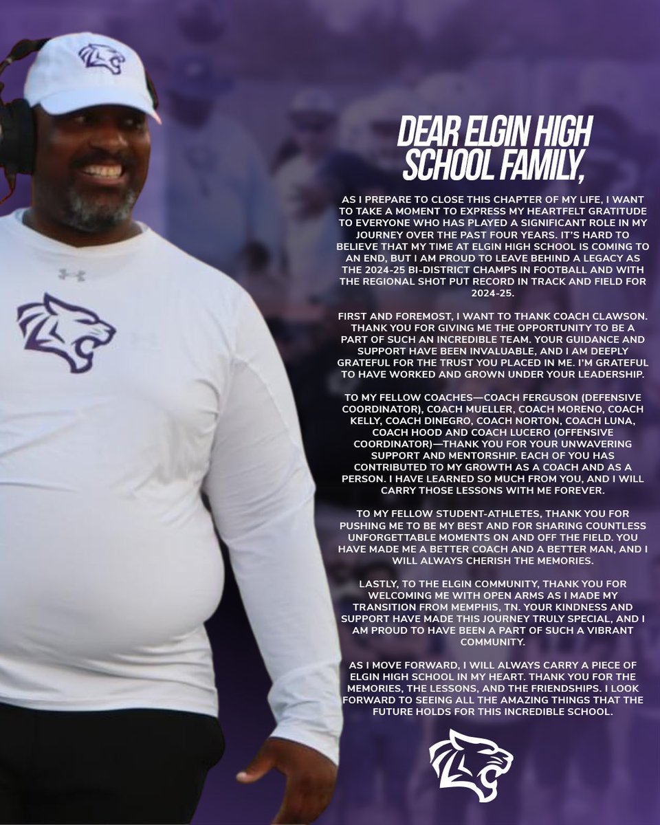 Dear Elgin High School Family,

As I prepare to close this chapter of my life, I want to take a moment to express my heartfelt gratitude to everyone who has played a significant role in my journey over the past four years. It’s hard to believe that my time at Elgin High School is