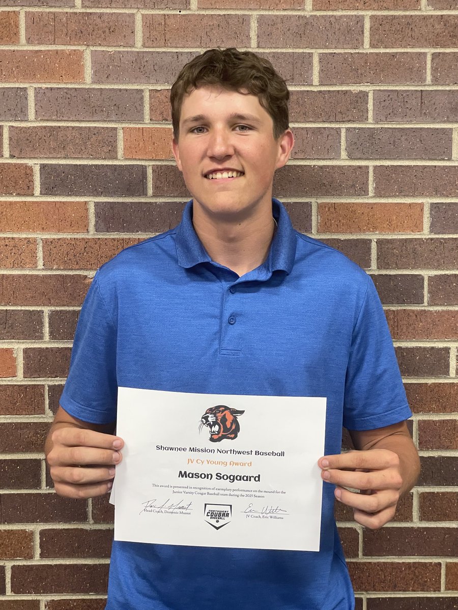 Junior Varsity Cy Young winner is Mason Sogaard. Congrats.