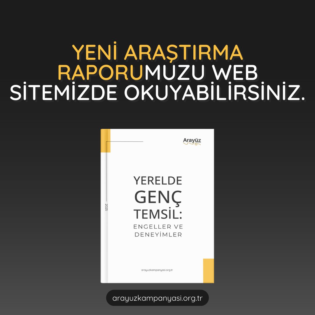 arayuzkampanya's tweet photo. Yerelde Genç Temsil: Engeller ve Deneyimler araştırma raporunu web sitemiz üzerinden okuyabilirsiniz.

---

Youth Representation at the Local Governments: Challenges and Experiences research report can be read on our website.

https://t.co/9WA3G47kBT