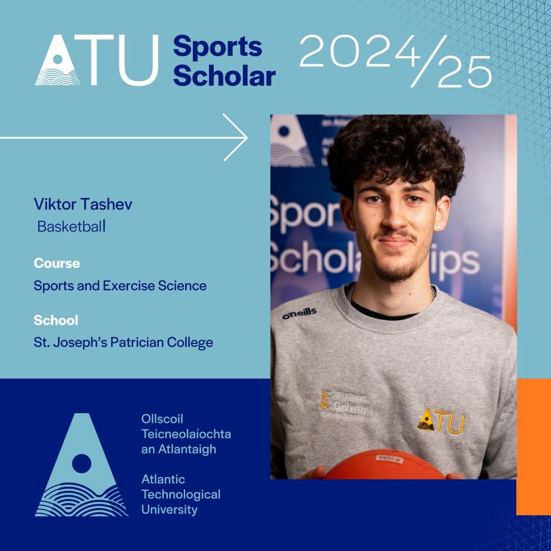 🏀 Huge congrats to ATU Sports Scholar Viktor Tashev on being named Basketball Ireland’s D3 Male Collegiate Player of the Year! 🏆

Viktor was MVP when ATU Galway won the D3 Colleges League final back in March 👏🔥  We’re incredibly proud of you, Viktor! #ATUSport #Scholarships