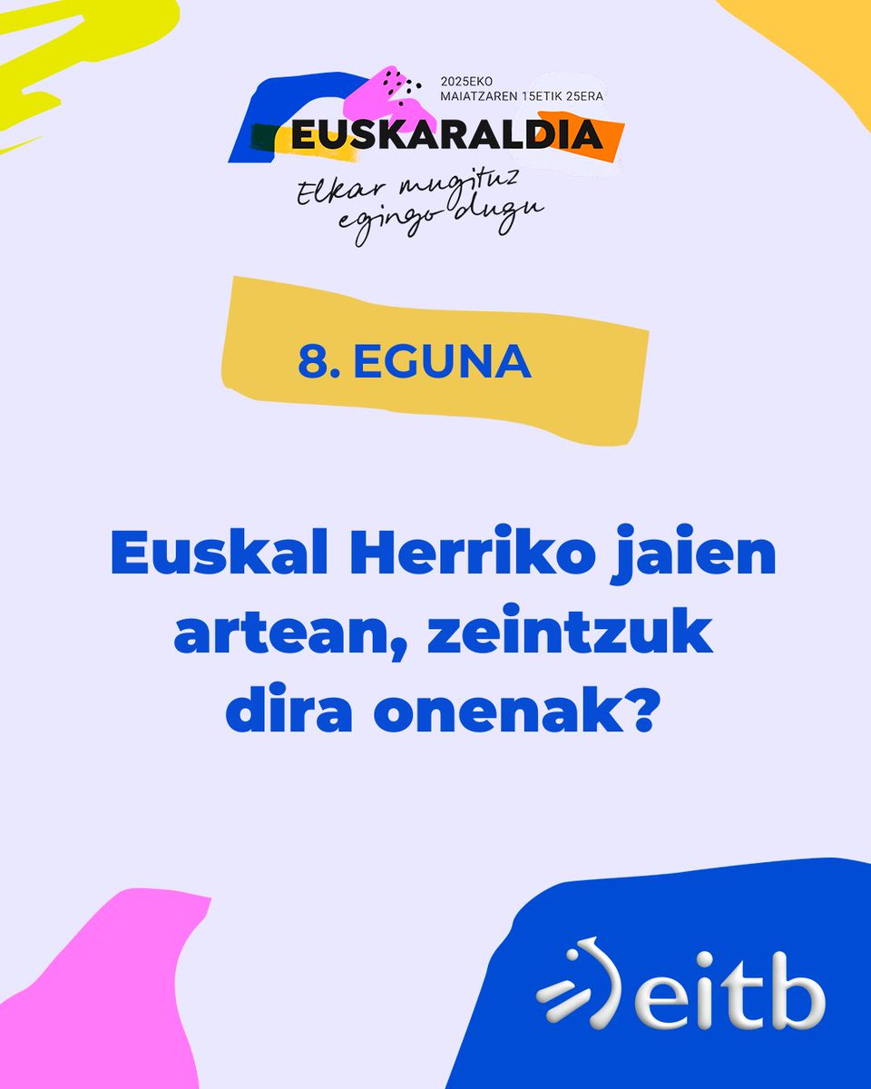EITBofiziala's tweet photo. ✍️📱 Har ezazu parte gure #erronka-n! Egunero gai bat, egunero hitz bat!
💪🏼🥰 #Euskara-ri bultzada emate aldera, eta #hizkuntza bera aberasteko ahaleginean, idatz ezazu hemen gure jaien artean zeintzuk diren onenak!
#Euskaraldia2025 #EuskaraldiaEITB #Euskaraldia @euskaraldia https://t.co/hpqDnzP8bz