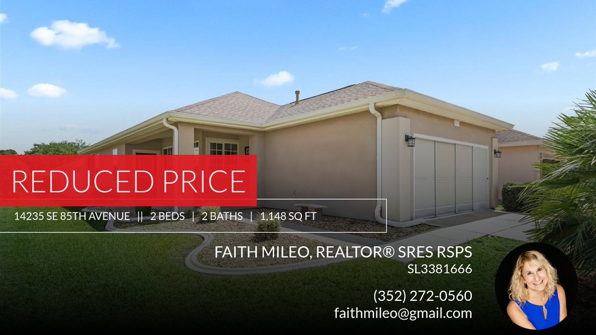 mrsmilezero's tweet photo. 📍 Reduced Price 📍 This recently reduced home at 14235 Se 85th Avenue in Summerfield won't last long, so, don't wait to set up a showing! Reach out here or at (352) 272-0560 for more information!

Faith Mileo
Realtor®
SRES, RSPS
3... https://t.co/jwTkmXMD6I https://t.co/sEonZgqgEF