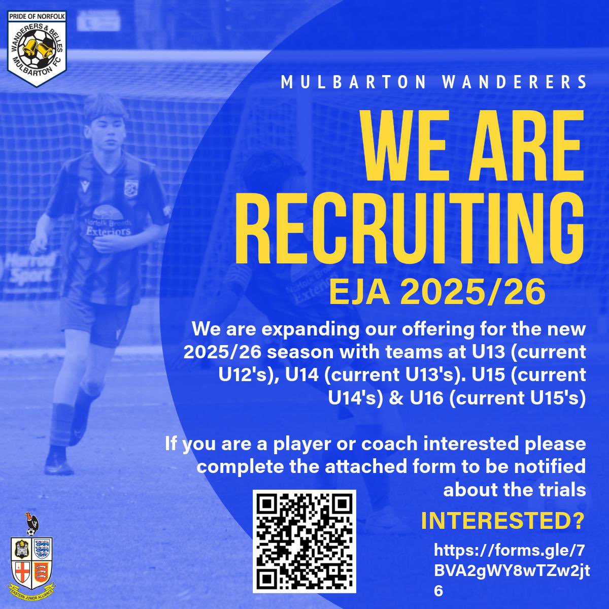 Trial dates;

U16
 7th June - 10.30am - 12.30pm 

15th June - 10.30am - 12.30pm  

U14

20th May - 5.30 - 6.30pm

U15;

Wednesday 21st May - 6 - 7pm  

Wednesday 28th May - 6 - 7pm  

Wednesday 4th June - 6 - 7pm 

Wednesday 11th June 6 - 7pm 

forms.gle/Uv5DMfnzhwwTxv…