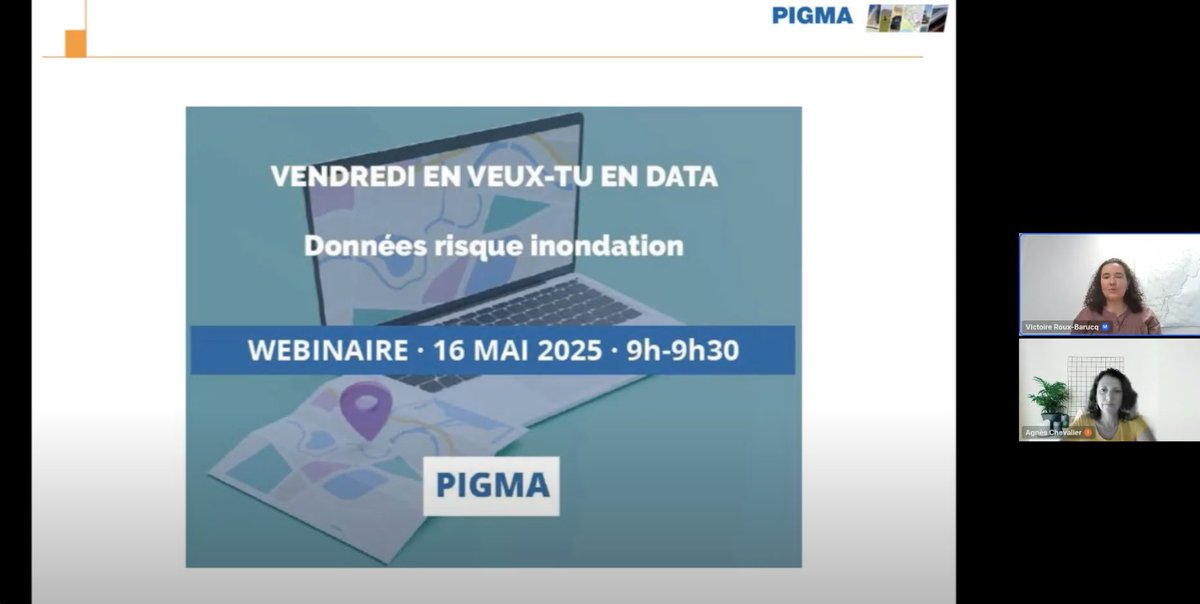 [#Webinaire #VendrediEnVeuxTuEnData]Près de 5️⃣0️⃣ participants au dernier webinaire PIGMA Vendredi en veux-tu en data sur les données risque inondation🙏 Agnès CHEVALIER, DREAL NA et son équipe, à l'ensemble de l'équipe PIGMA et des participants. Replay: youtu.be/lMjAy_TpPRM?si…