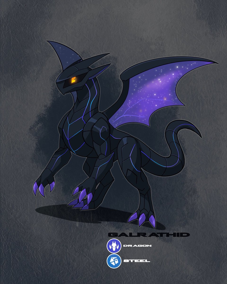 AnimeMasterRoz's tweet photo. Galrathid Dragon/ Steel Pokemon #fakemon #oc #pokemonart #pokemonfanart #dragon https://t.co/DXyGdvMLQi