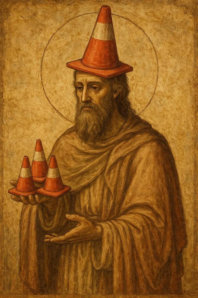 The Great Cone Giveaway - 100 million $CONE.

In a land not far from here, during the year 2025, a strange and wonderful message was heard.

A holy man, wearing a traffic cone upon his head, stood tall and proud. With a voice loud and clear, he spoke:

“Hear me, good people! We