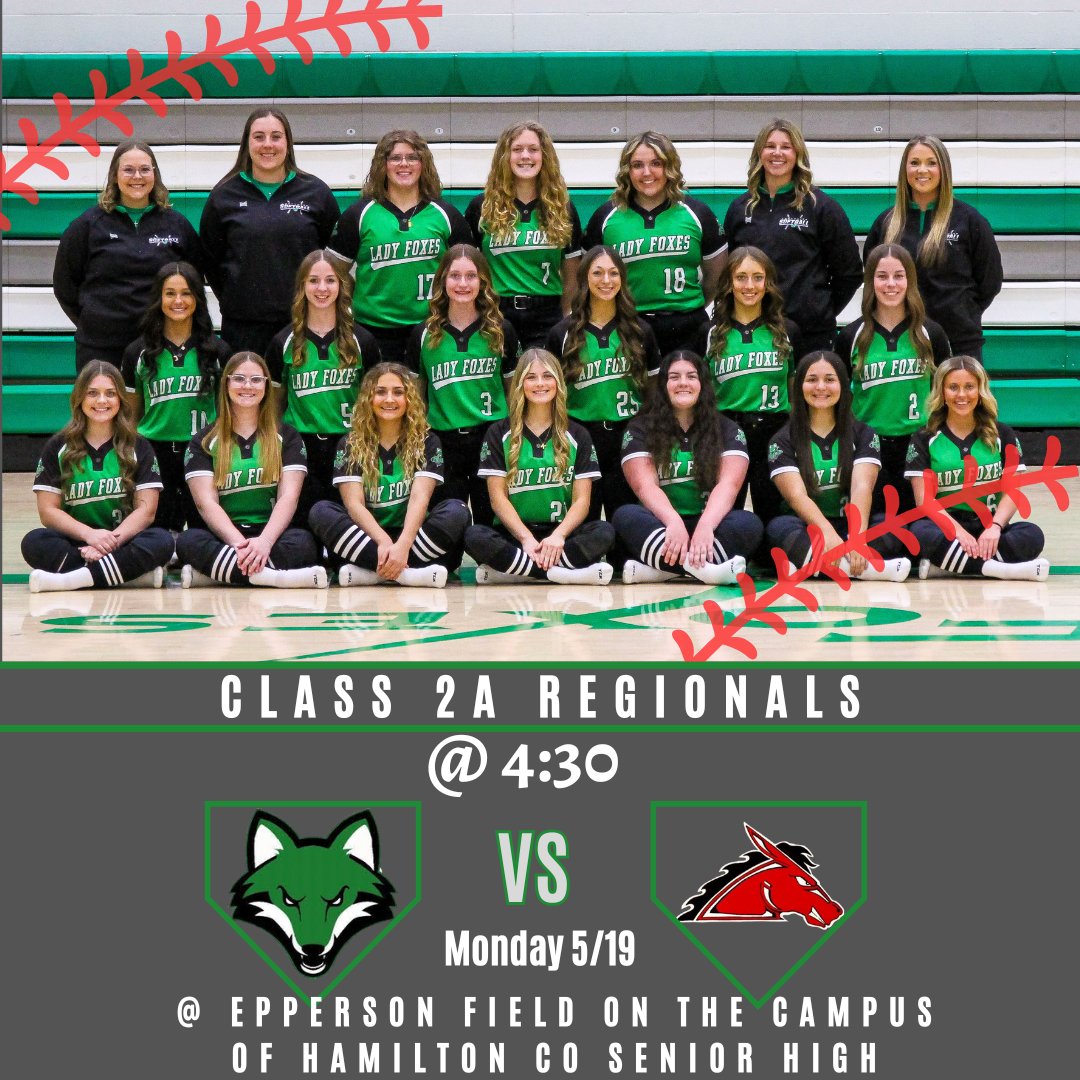 The Lady Foxes host Fairfield for quarter-final Regional play! First pitch scheduled for 4:30 pm. 🥎