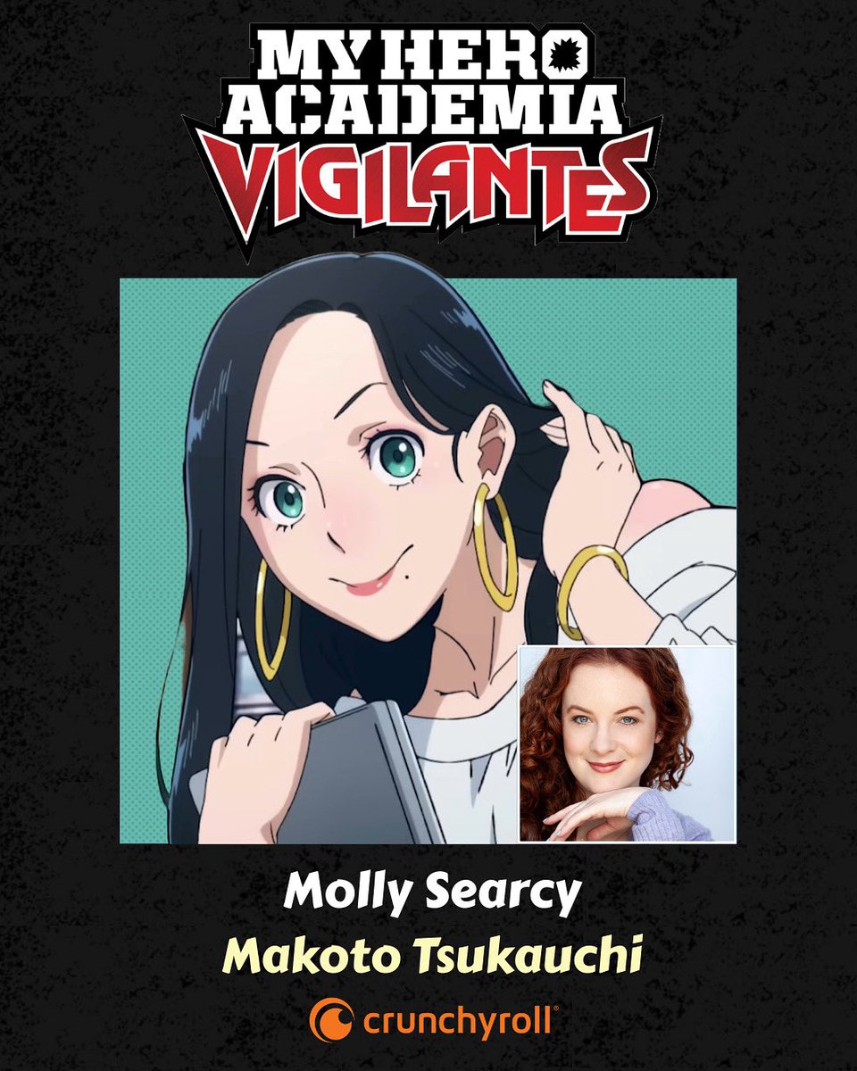 Molly Searcy - Yoshino in Yakuza Fiancé (@mollysearcy) on Twitter photo Excited to be joining the brilliant cast and creative team of My Hero Academia: Vigilantes! Makoto is my girl! I love her so much. 🔎☕️💅Thank you for having me, <a href="/jadbsaxton/">Jad Saxton 🗯️♎️💗</a> and <a href="/Crunchyroll/">Crunchyroll</a> ! #myheroacademiavigilantes Excited to be joining the brilliant cast and creative team of My Hero Academia: Vigilantes! Makoto is my girl! I love her so much. 🔎☕️💅Thank you for having me, <a href="/jadbsaxton/">Jad Saxton 🗯️♎️💗</a> and <a href="/Crunchyroll/">Crunchyroll</a> ! #myheroacademiavigilantes