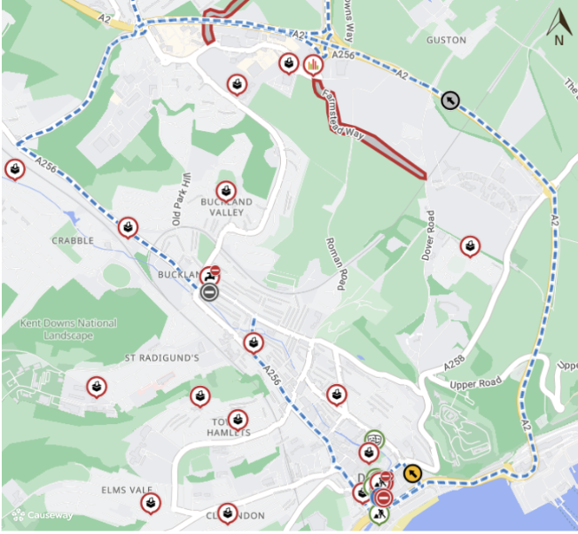 KentHighways's tweet image. Dover, A256 Buckland Avenue: Road closed 27th - 28th May (22:00-06:00) to allow for @SouthernWater  repair works: moorl.uk/?bq81z2