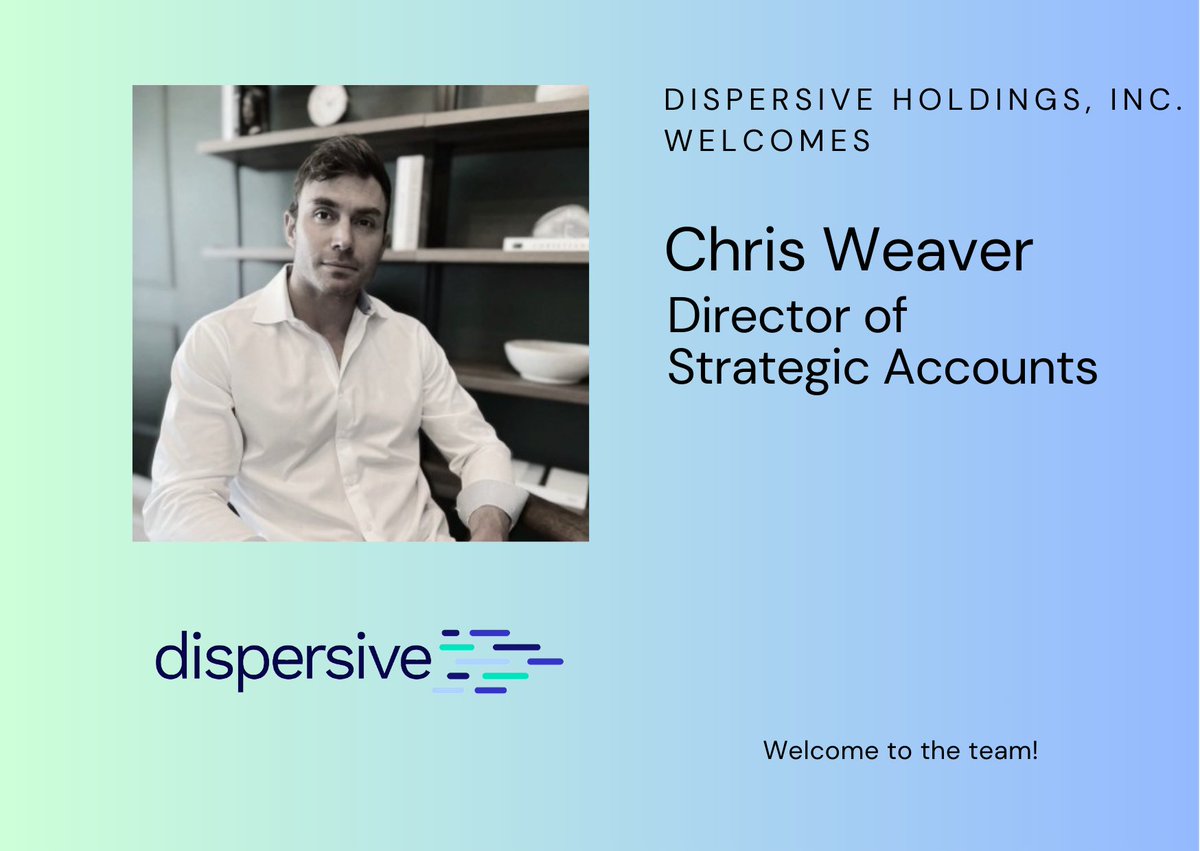 The <a href="/DispersiveHold/">Dispersive</a> team is pleased to welcome Chris Weaver as our new Director of Strategic Accounts! Welcome to the team, Chris! 

#Dispersive #StealthNetworking #Cybersecurity  #ZeroTrust
