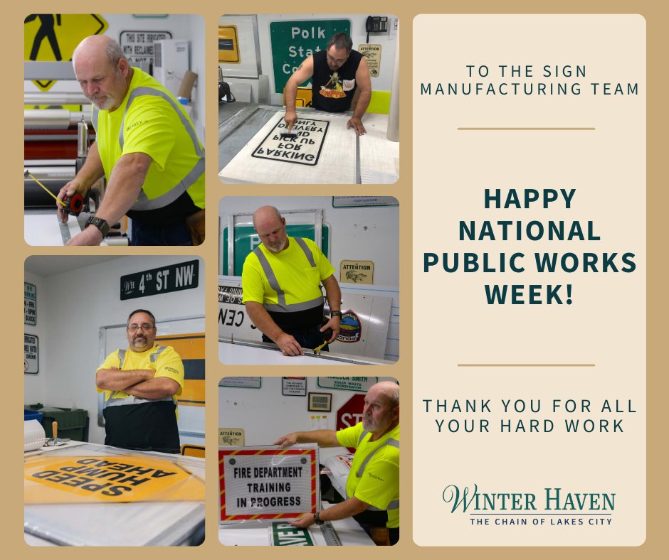 Did you know that the City of Winter Haven makes all the street signs in Winter Haven? Our talented Public Works team does it right here in-house! 

Their work helps keep traffic flowing smoothly and our streets safe every day. ✨🛑