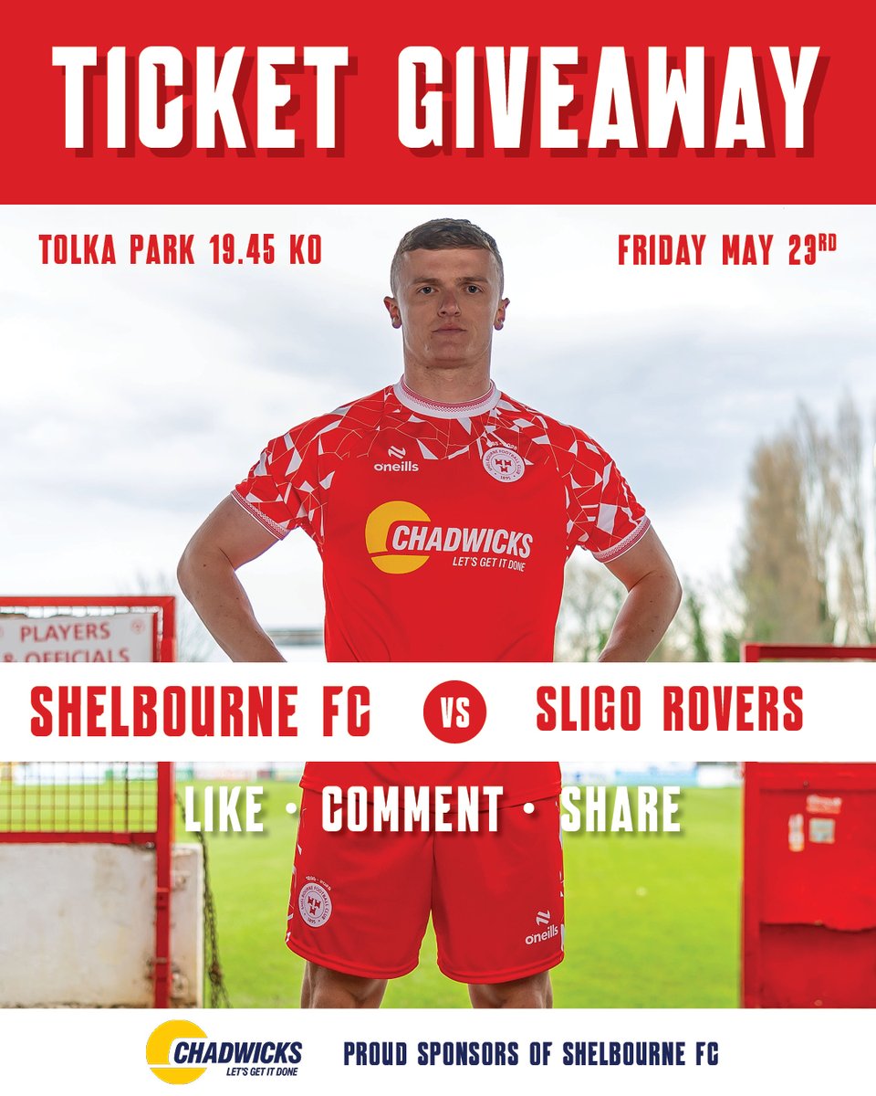 CHADWICKS (@chadwicksie) on Twitter photo ๐๏ธ GIVEAWAY TIME! ๐๏ธ
Weโve got 2x SHELBOURNE FC vs SLIGO ROVERS tickets up for grabs! ๐โฝ
Tolka Park, Friday May 23rd, 2025 โ Kick-off 19:45pm ๐ดโช
To WIN:
โ
Like this post
โ
Share it
โ
Tag your friend in the comments!
Winner announced Thursday! ๐ <a href="/shelsfc/">Shelbourne FC ๐</a> #LetsGetItDone ๐๏ธ GIVEAWAY TIME! ๐๏ธ
Weโve got 2x SHELBOURNE FC vs SLIGO ROVERS tickets up for grabs! ๐โฝ
Tolka Park, Friday May 23rd, 2025 โ Kick-off 19:45pm ๐ดโช
To WIN:
โ
Like this post
โ
Share it
โ
Tag your friend in the comments!
Winner announced Thursday! ๐ <a href="/shelsfc/">Shelbourne FC ๐</a> #LetsGetItDone